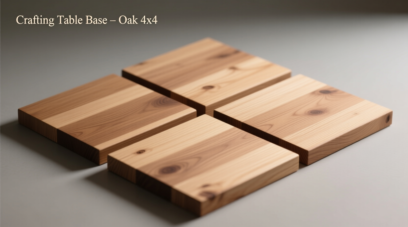 2x2 grid showing wood planks arranged for crafting table