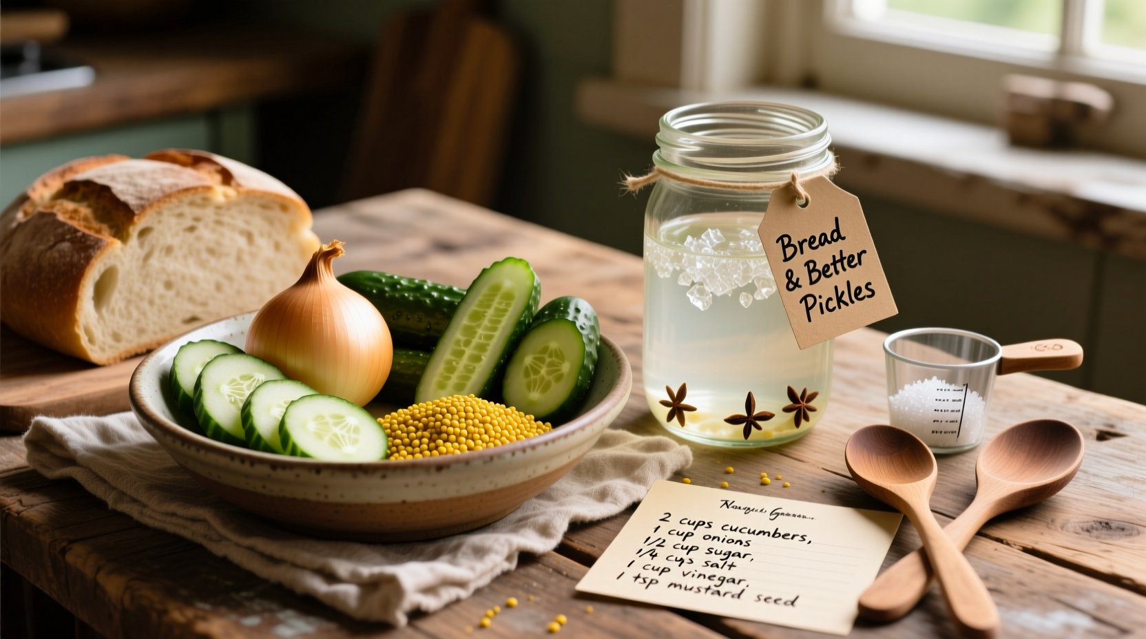 Homemade bread and butter pickles recipe ingredients
