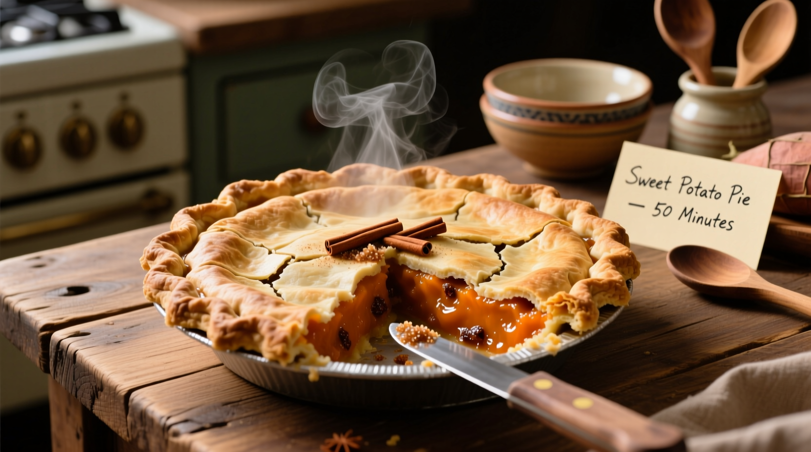 Sweet Potato Pie Baking Time: 50-60 Minutes at 350°F