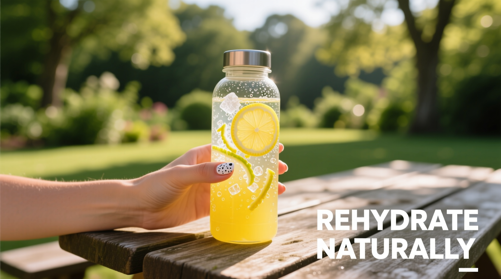 Homemade electrolyte drink in travel bottle