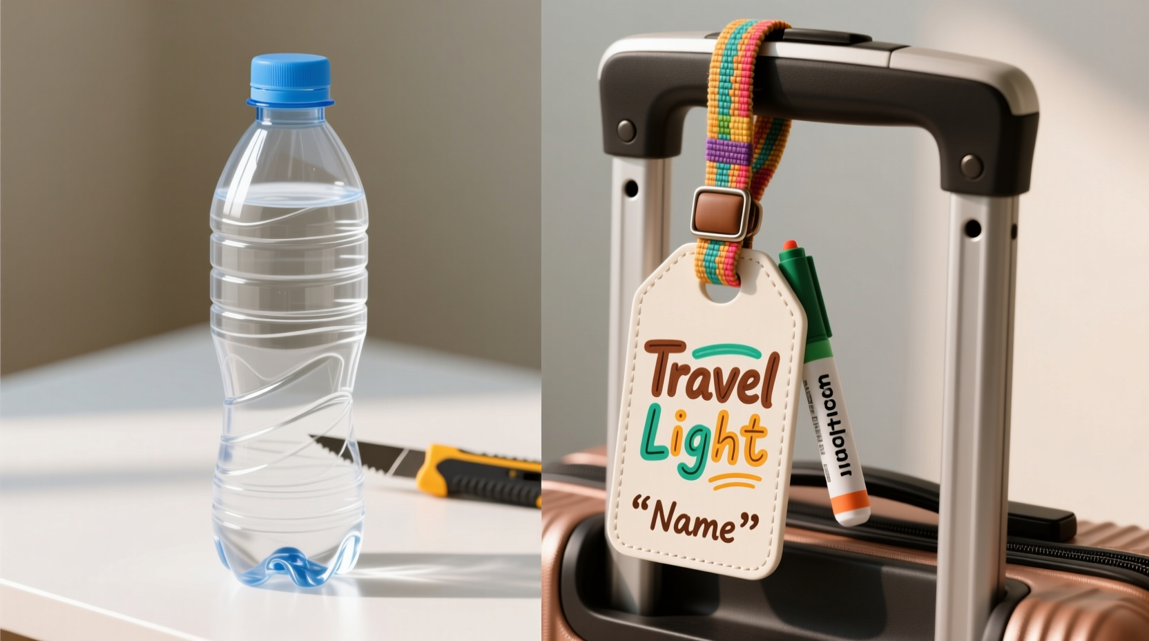 Step-by-step plastic bottle luggage tag creation process
