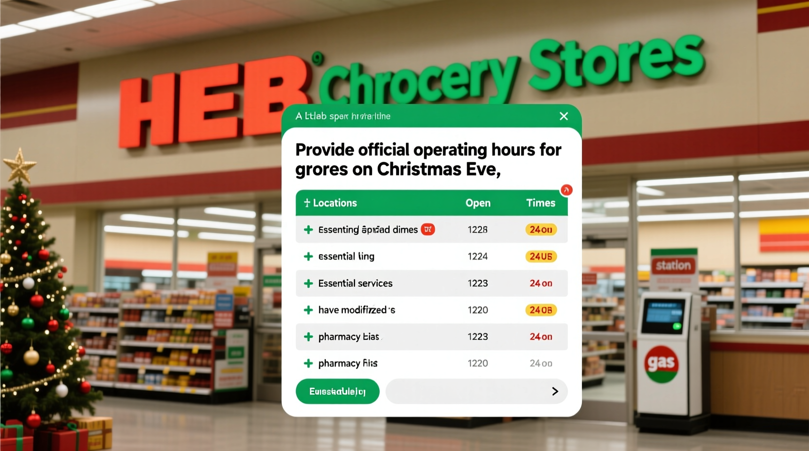 is heb open on christmas eve