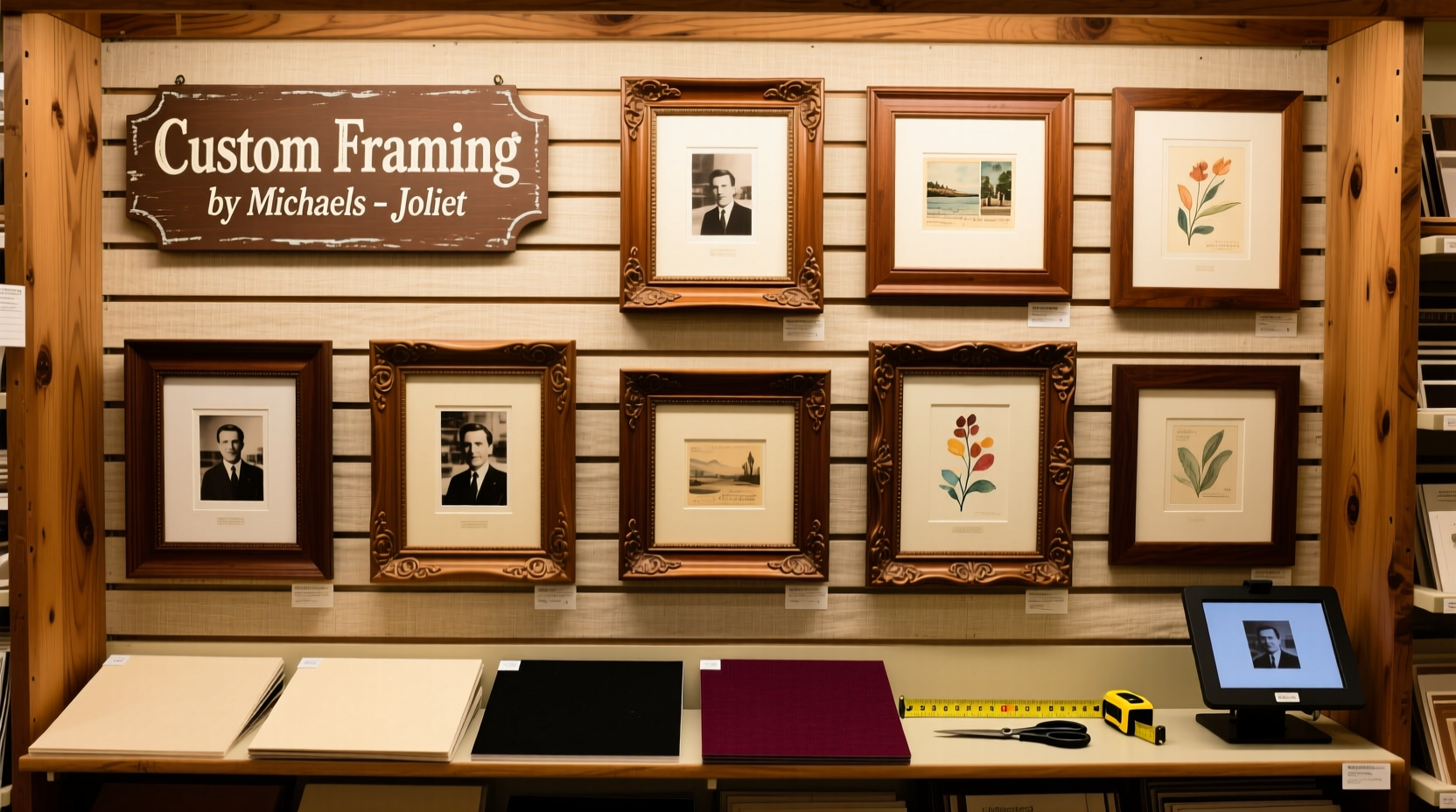 Michaels Joliet custom framing service display