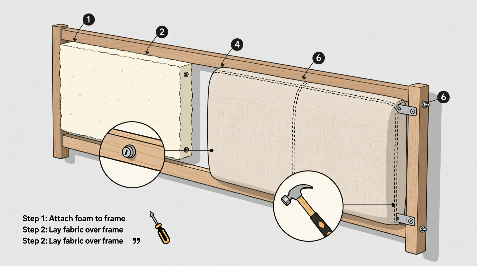 Step-by-step upholstered headboard assembly