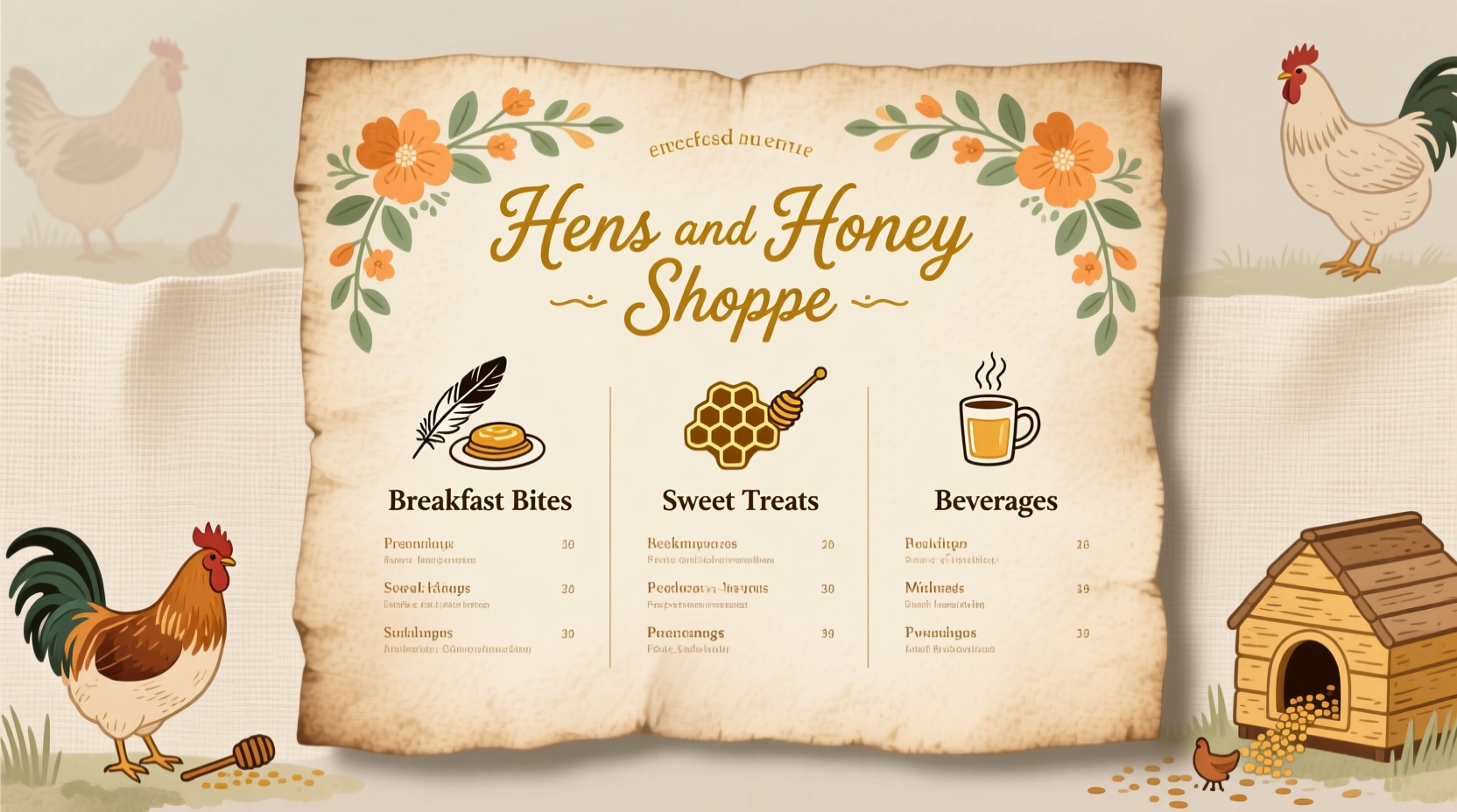 hens and honey shoppe menu