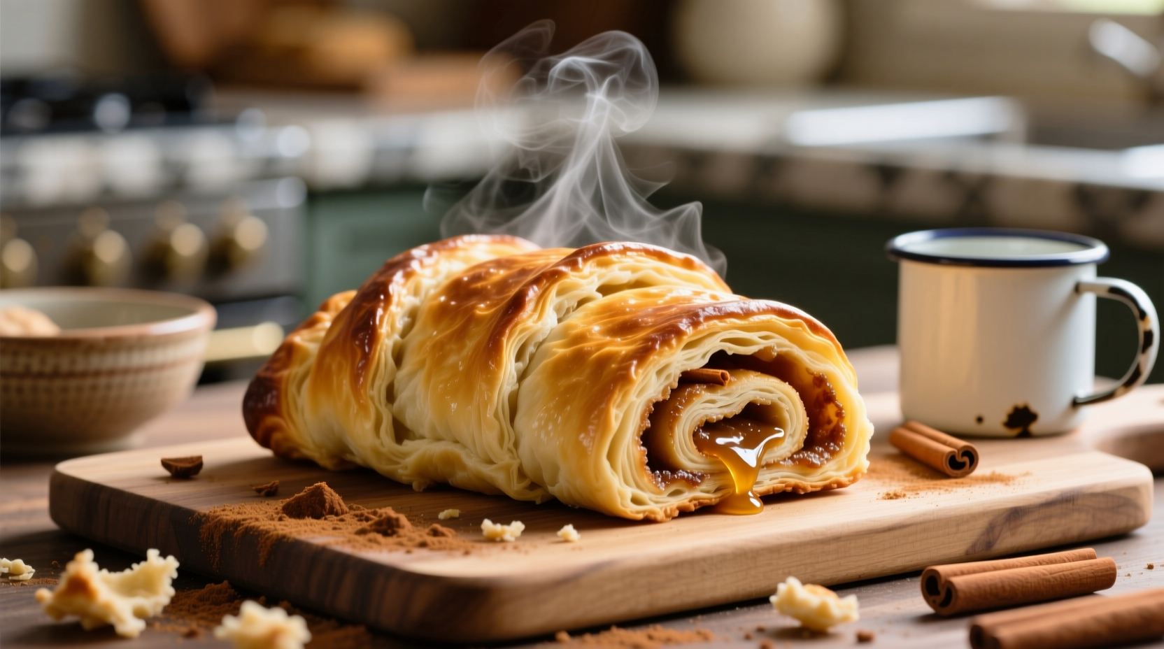 Perfectly golden homemade toaster strudel fresh from oven