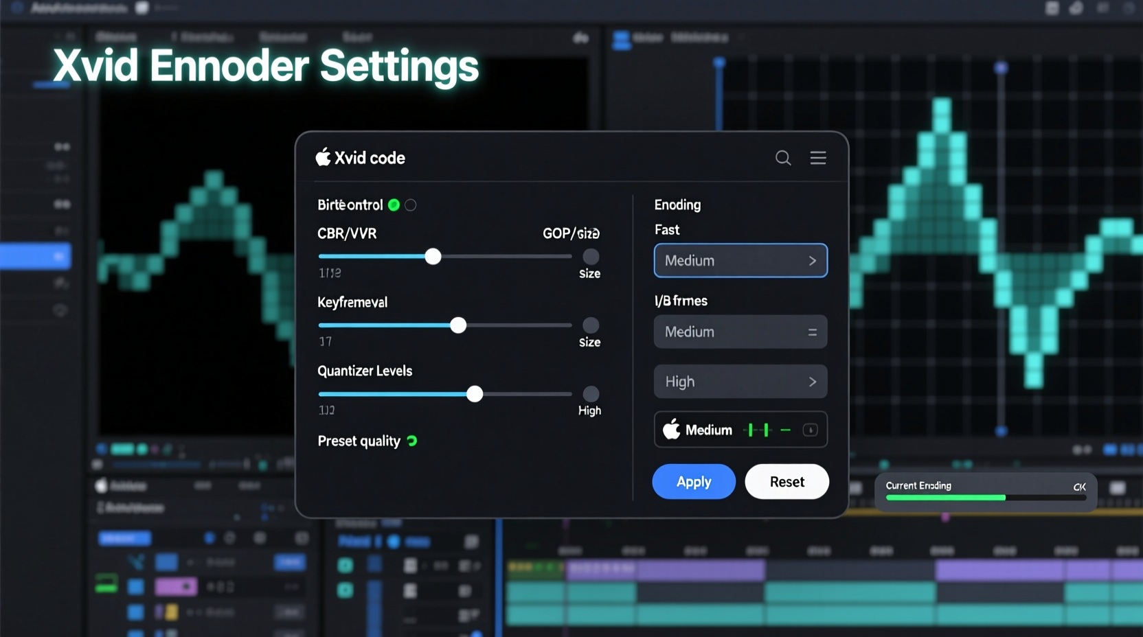 Xvid codec interface showing encoding settings