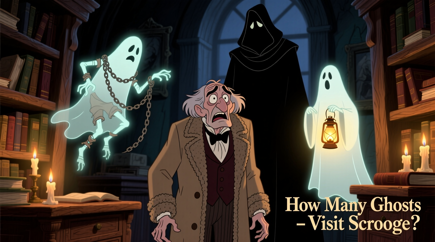 how many ghost visit scrooge in the christmas carol