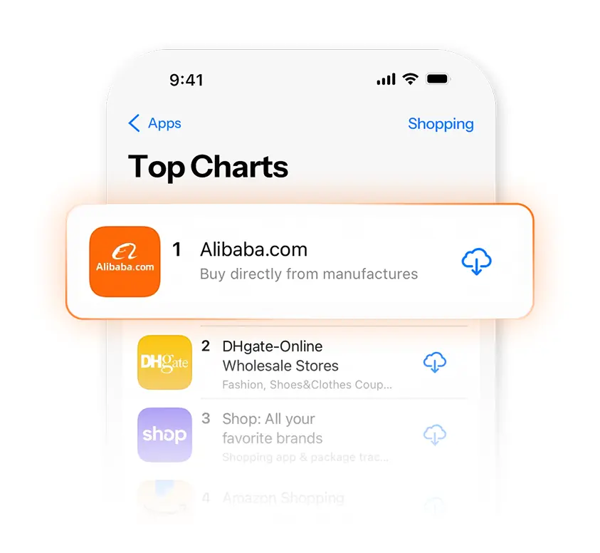 Alibaba.com mobile app chart preview