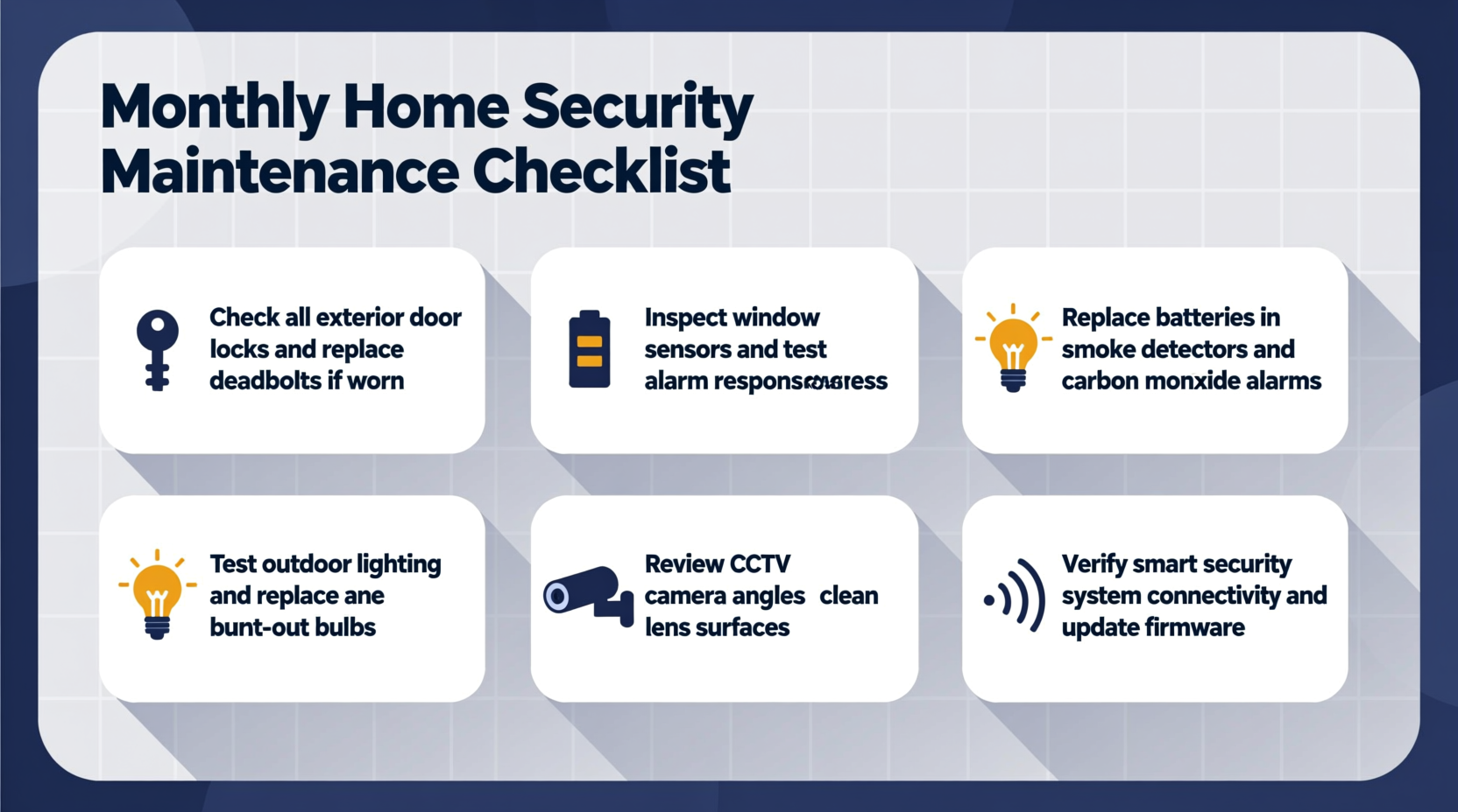 Monthly home security maintenance checklist