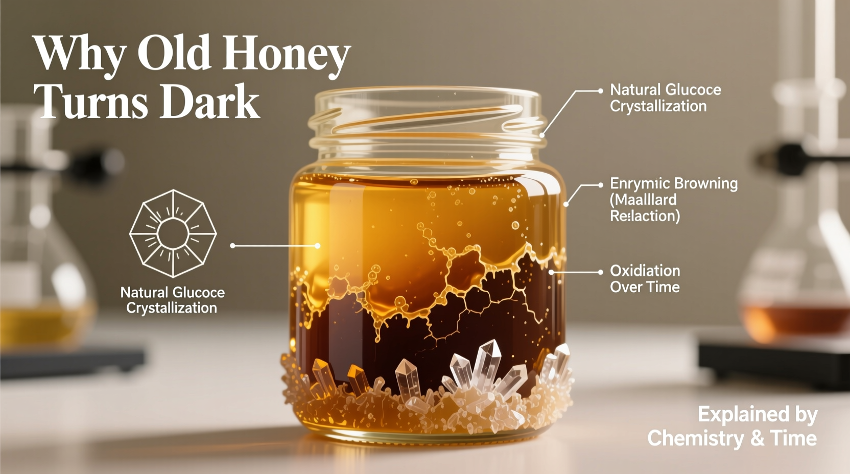 why does old honey turn dark