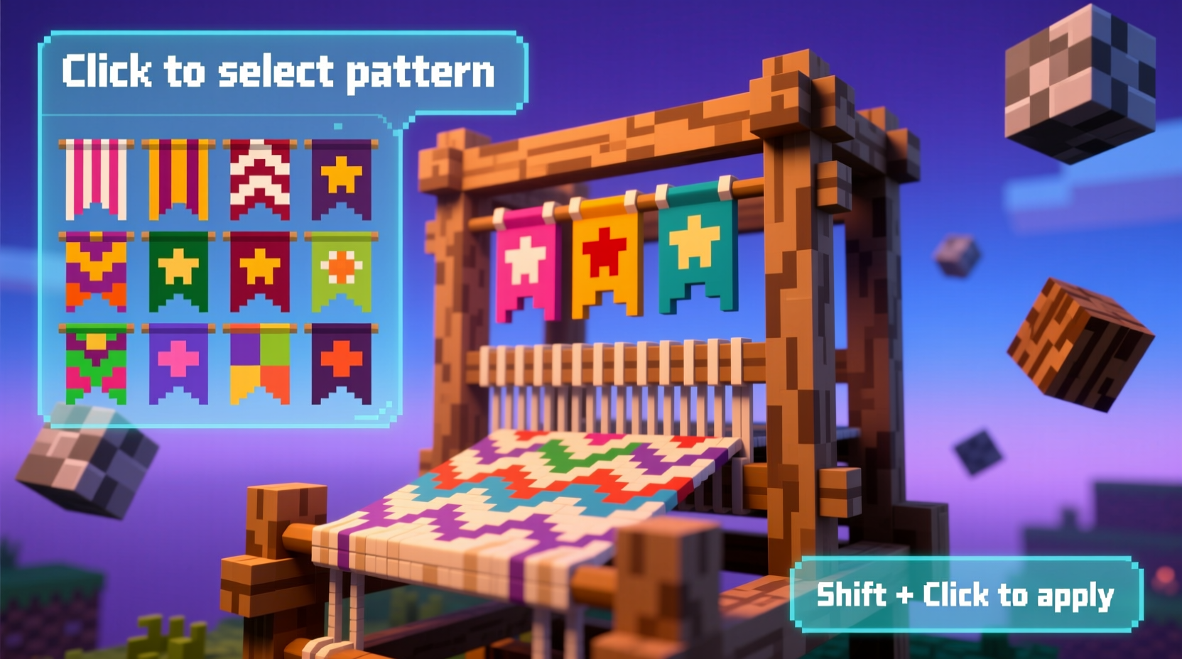 Minecraft loom interface showing banner patterns