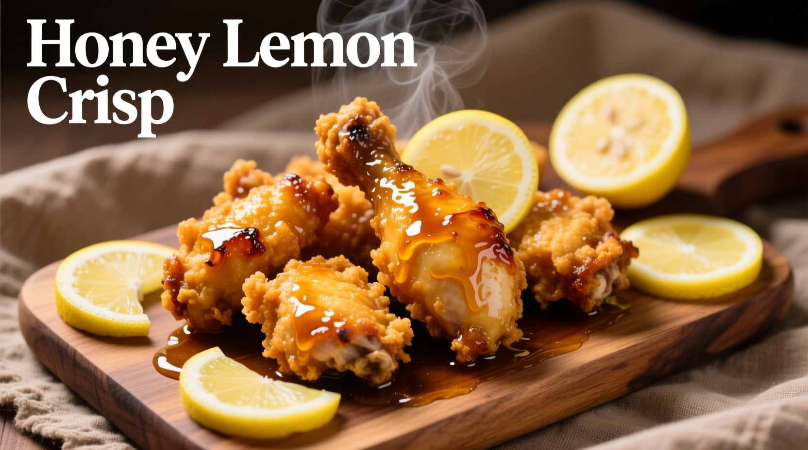 Crispy honey lemon chicken with lemon slices