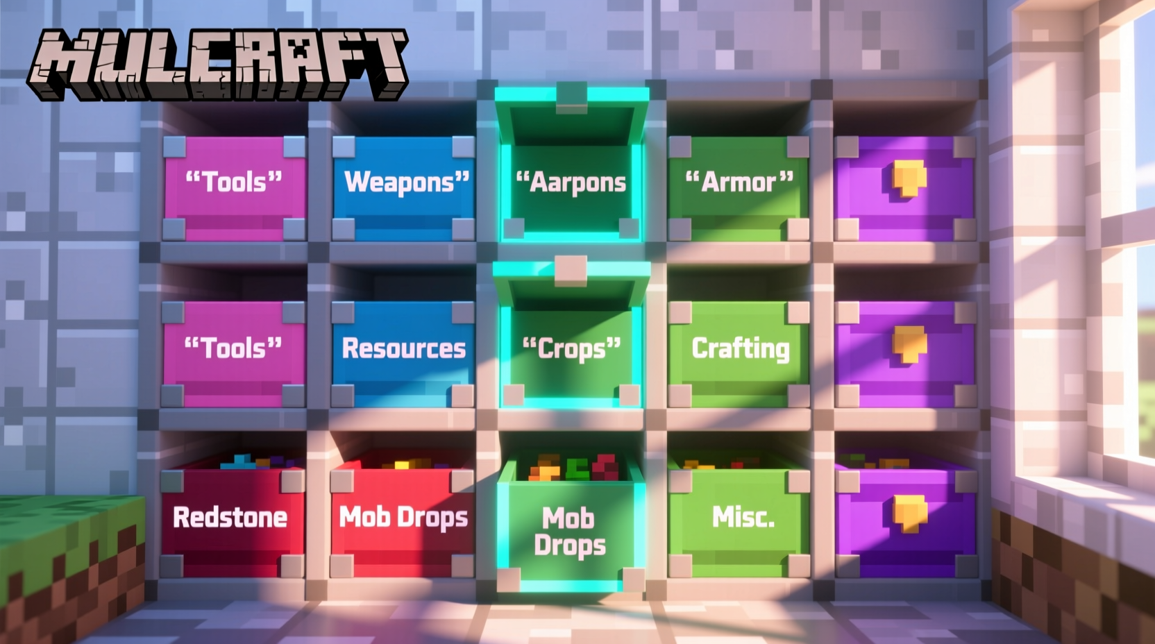Minecraft inventory showing shulker box storage system