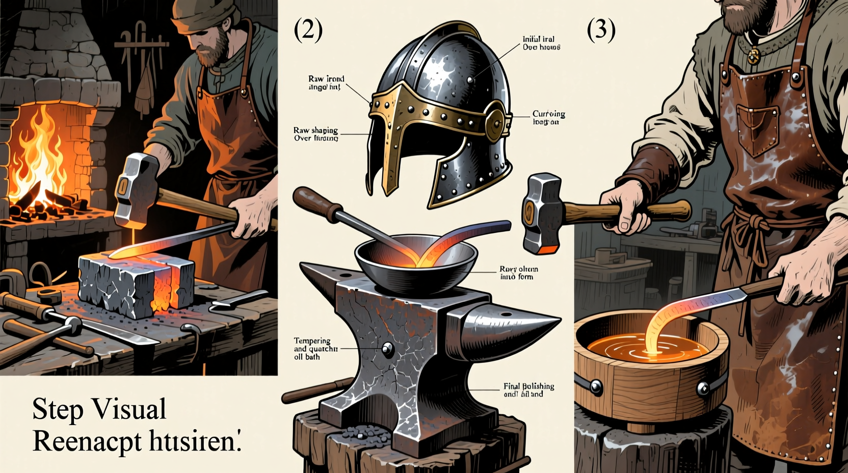 Iron helmet crafting pattern visual guide step by step