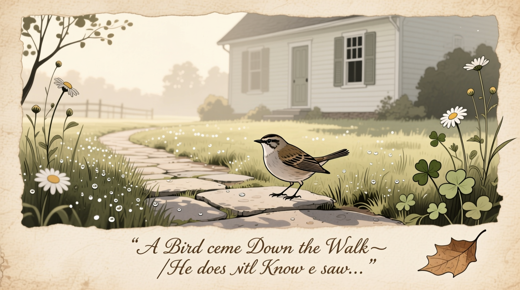 a bird came down the walk poem