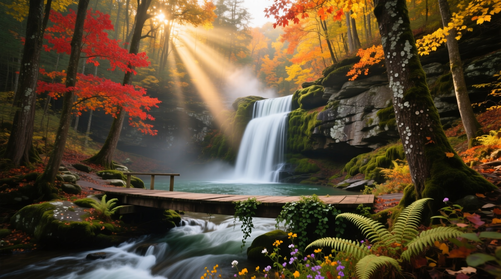 Honey Run Waterfall cascading through Pennsylvania forest