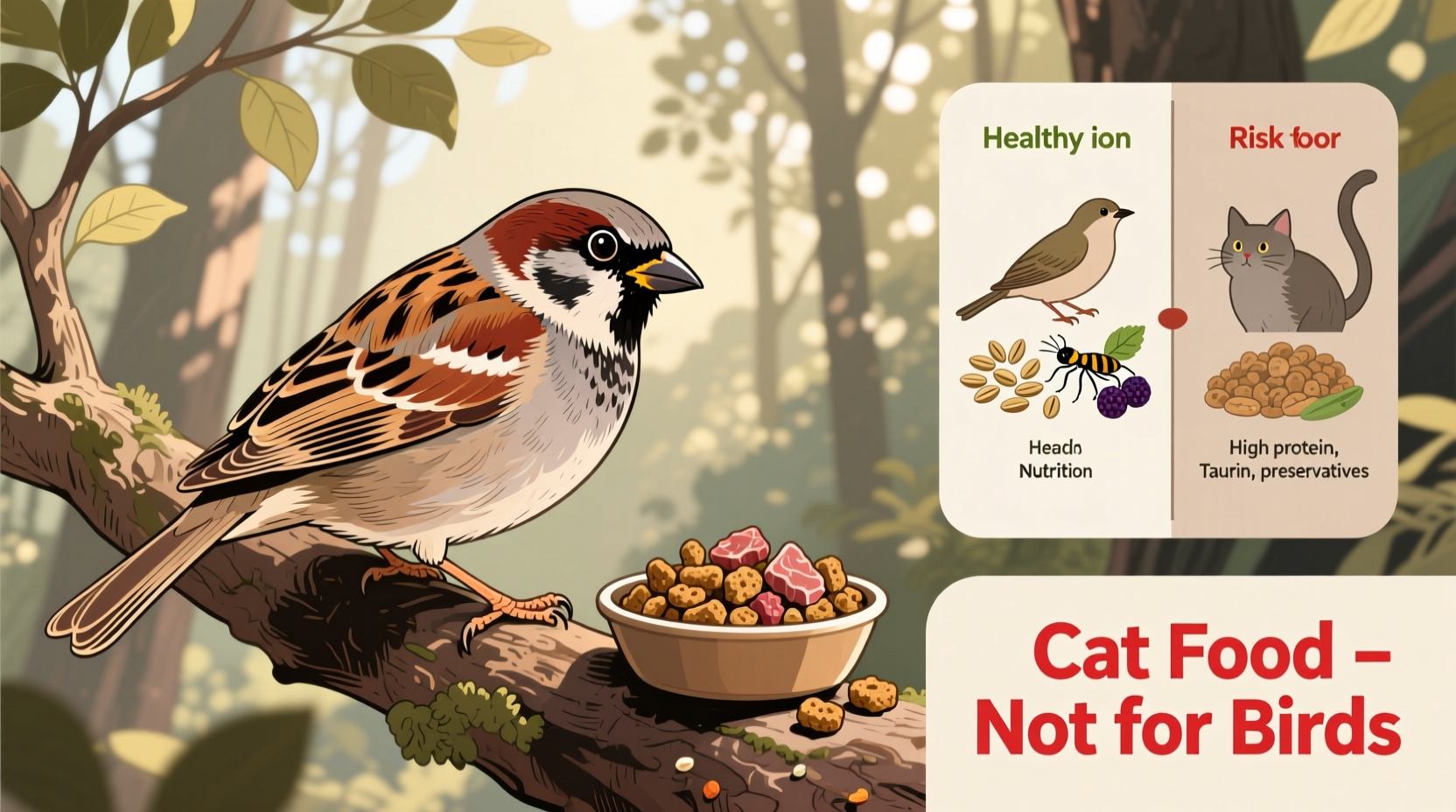 can birds eat cat food