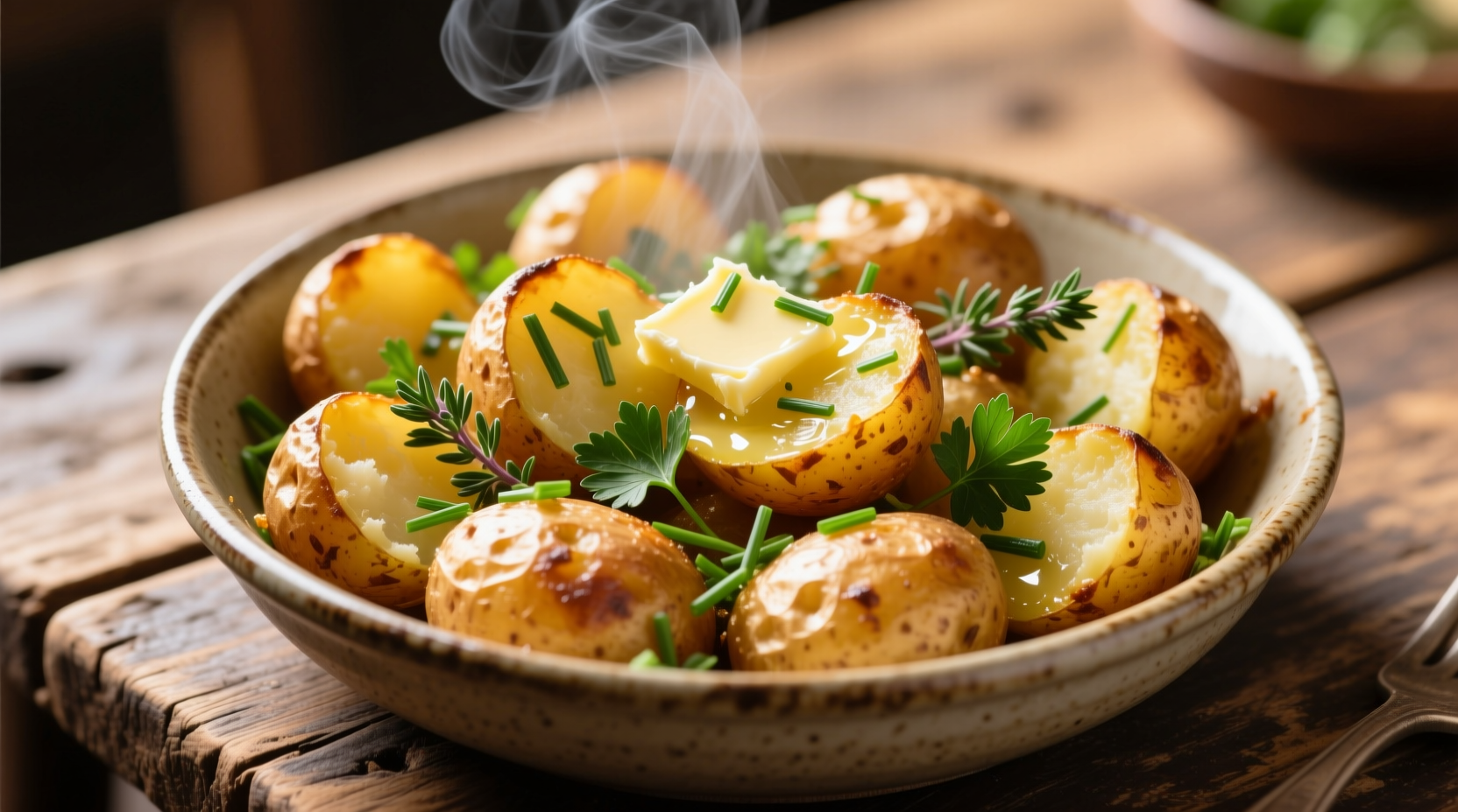 Golden butter potatoes with fresh herbs