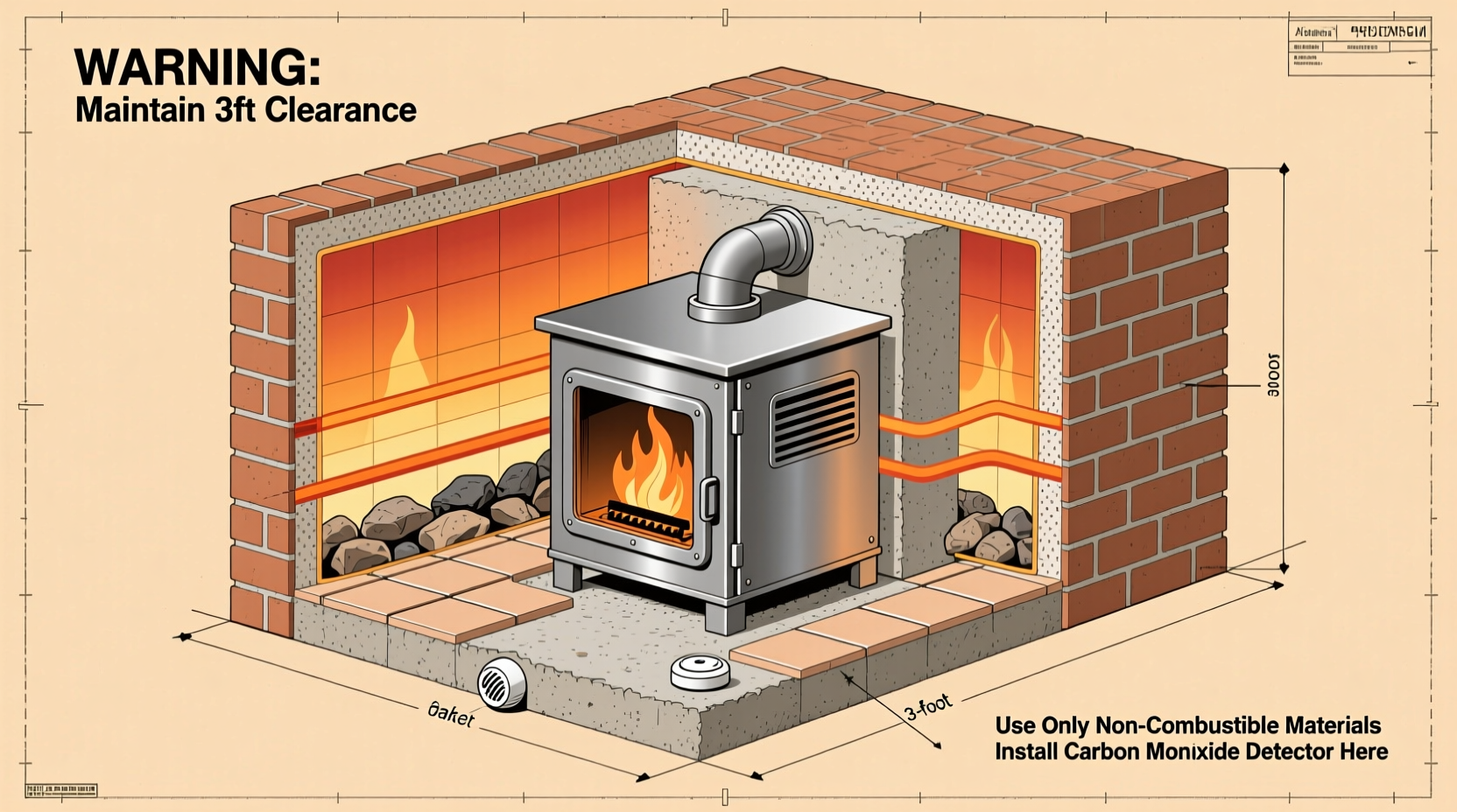 Thermal mass diy heater safety diagram