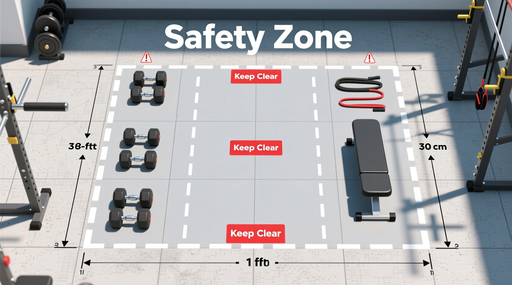 Homemade gym safety clearance zone diagram