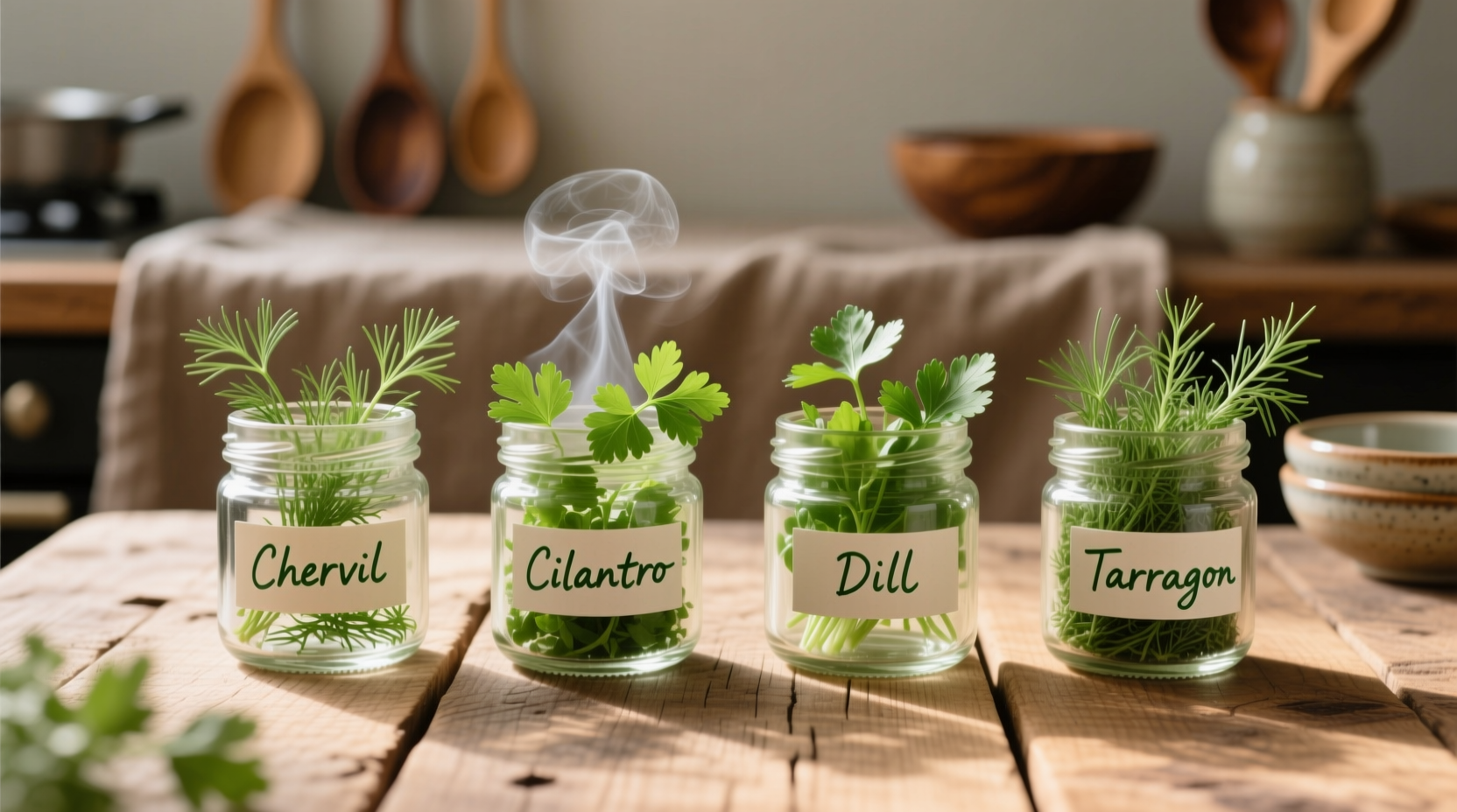 Fresh parsley alternatives in small glass jars