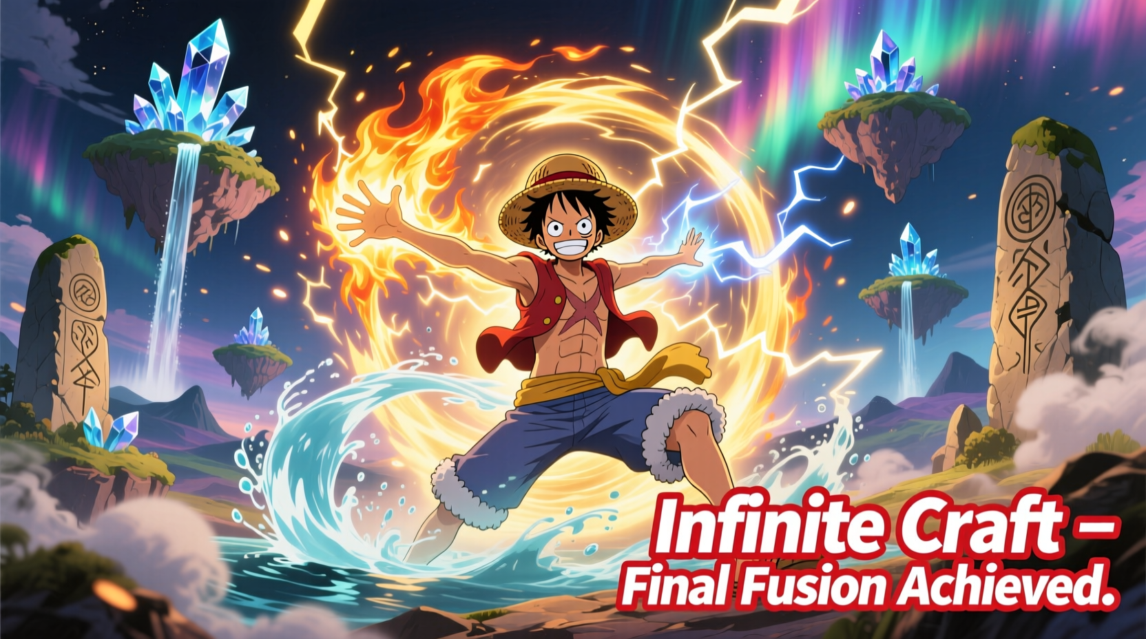 Luffy character appearing after successful element combination in Infinite Craft