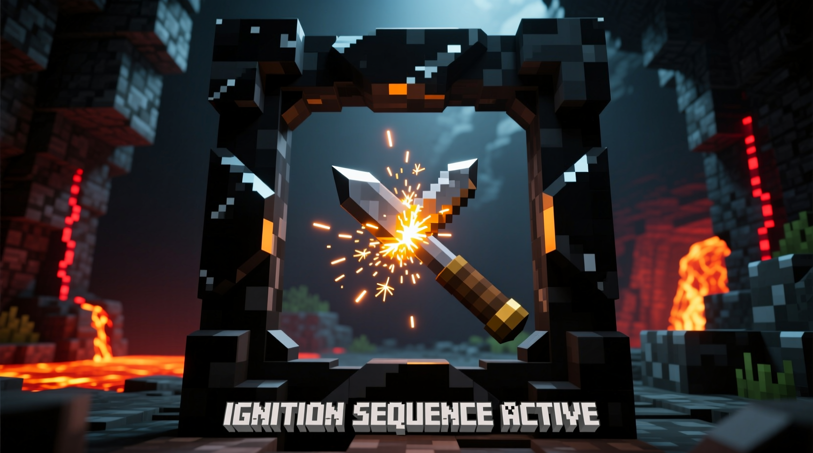 Minecraft obsidian frame with flint and steel ignition