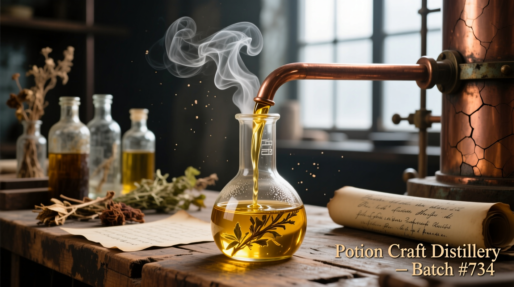 Potion Craft distillery oil crafting process