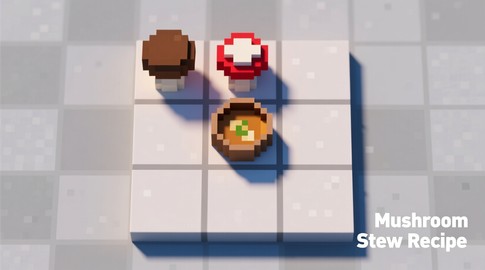 Minecraft crafting grid showing mushroom stew recipe layout