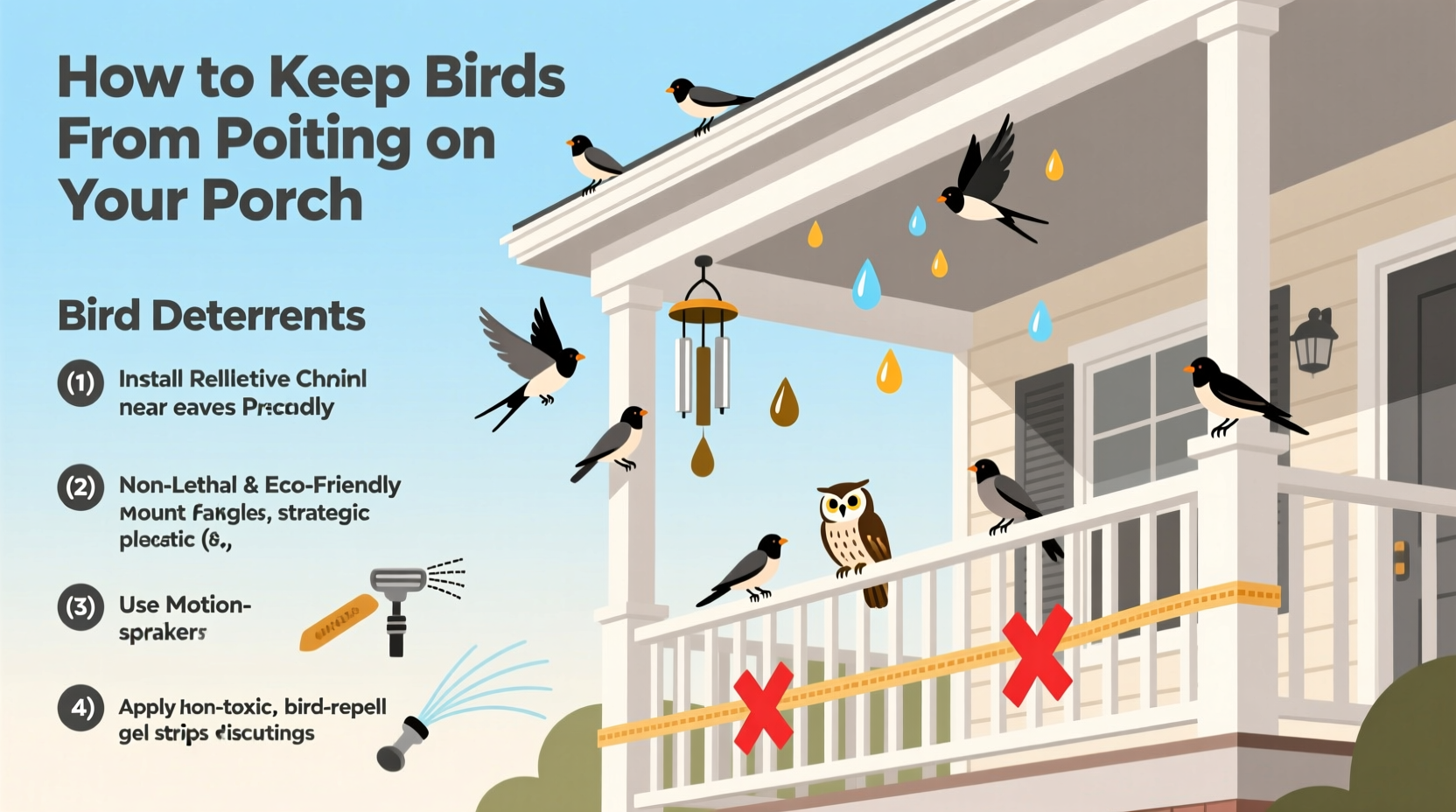 how to keep birds from pooping on my porch