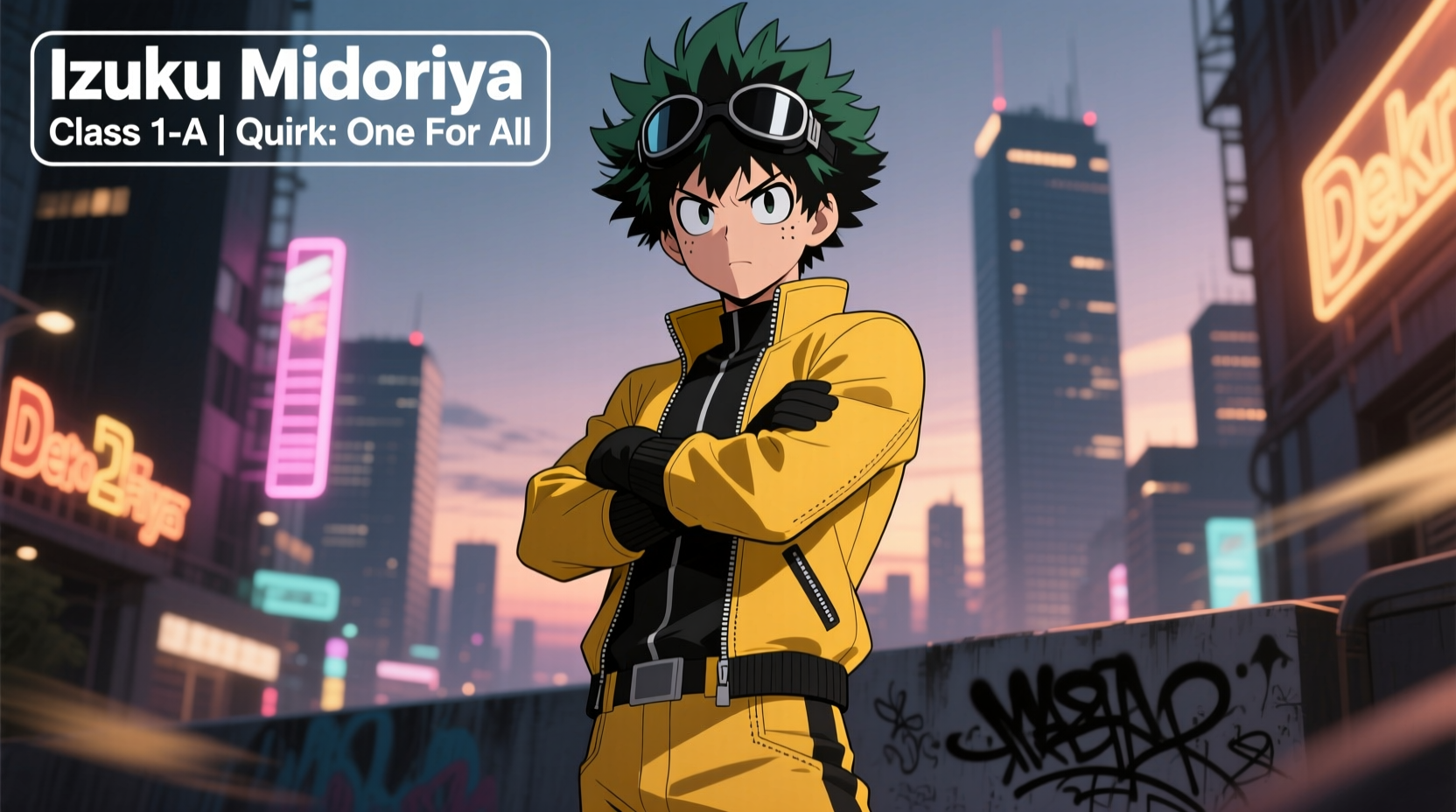 Mustard character profile from My Hero Academia series showing an anime-style superhero with mustard-themed costume