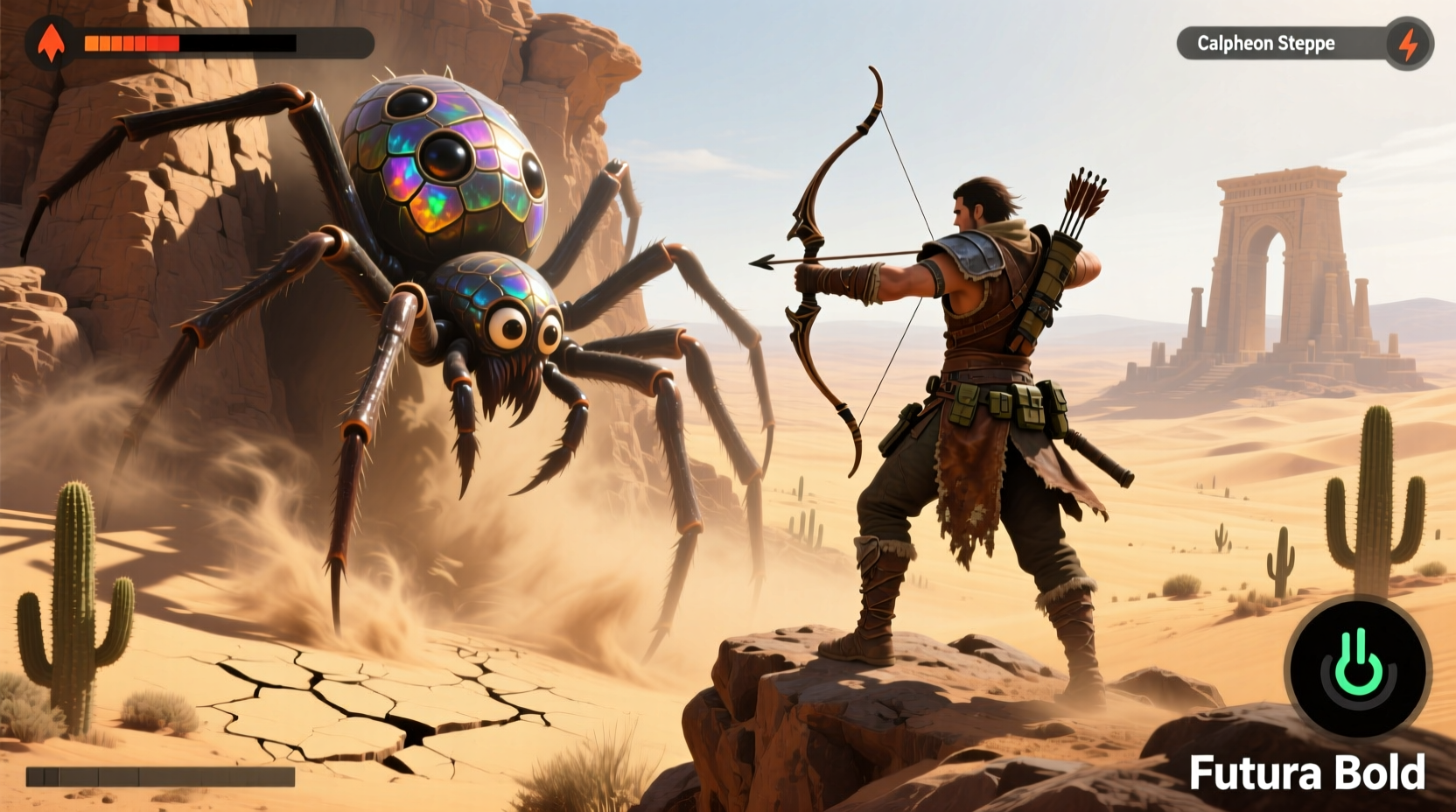 BDO player hunting Giant Spiders in Calpheon Steppe desert