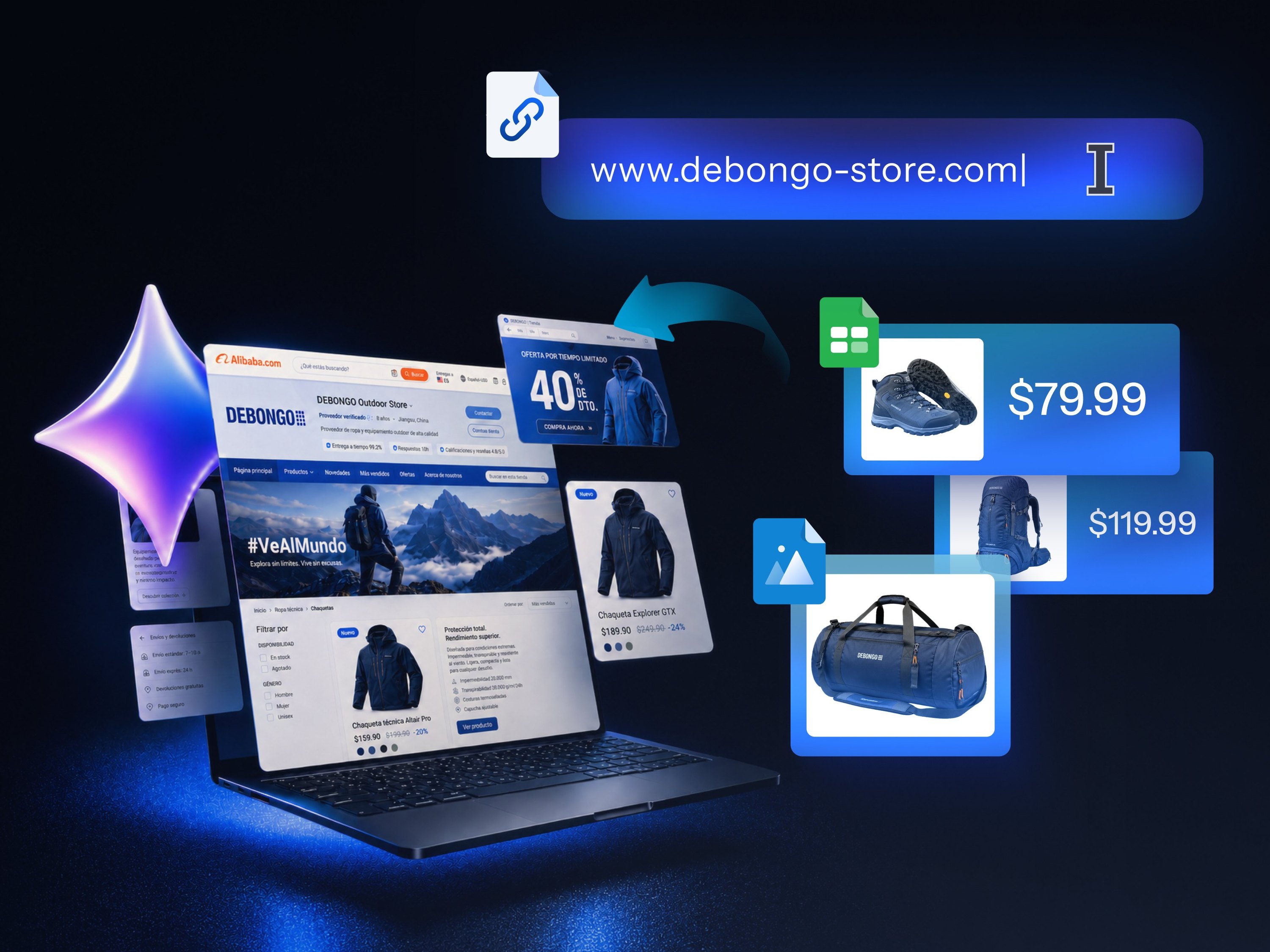 Migración de tienda y productos a Alibaba.com con herramientas de IA