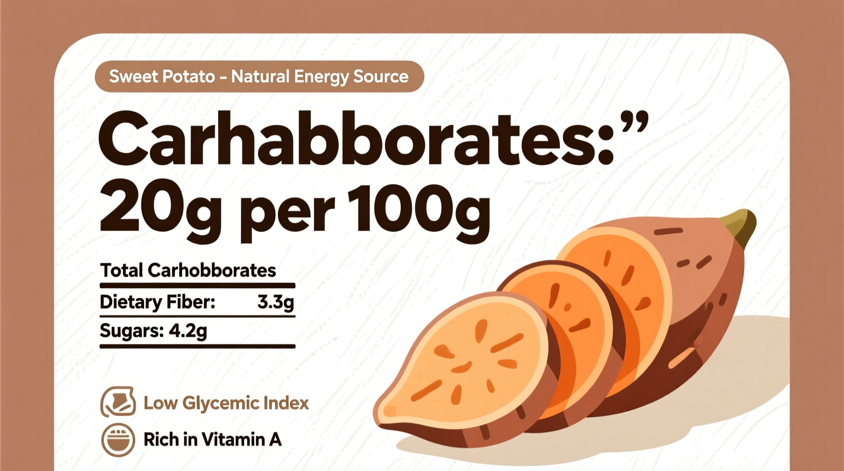 Nutrition facts label showing carbohydrate content in sweet potato