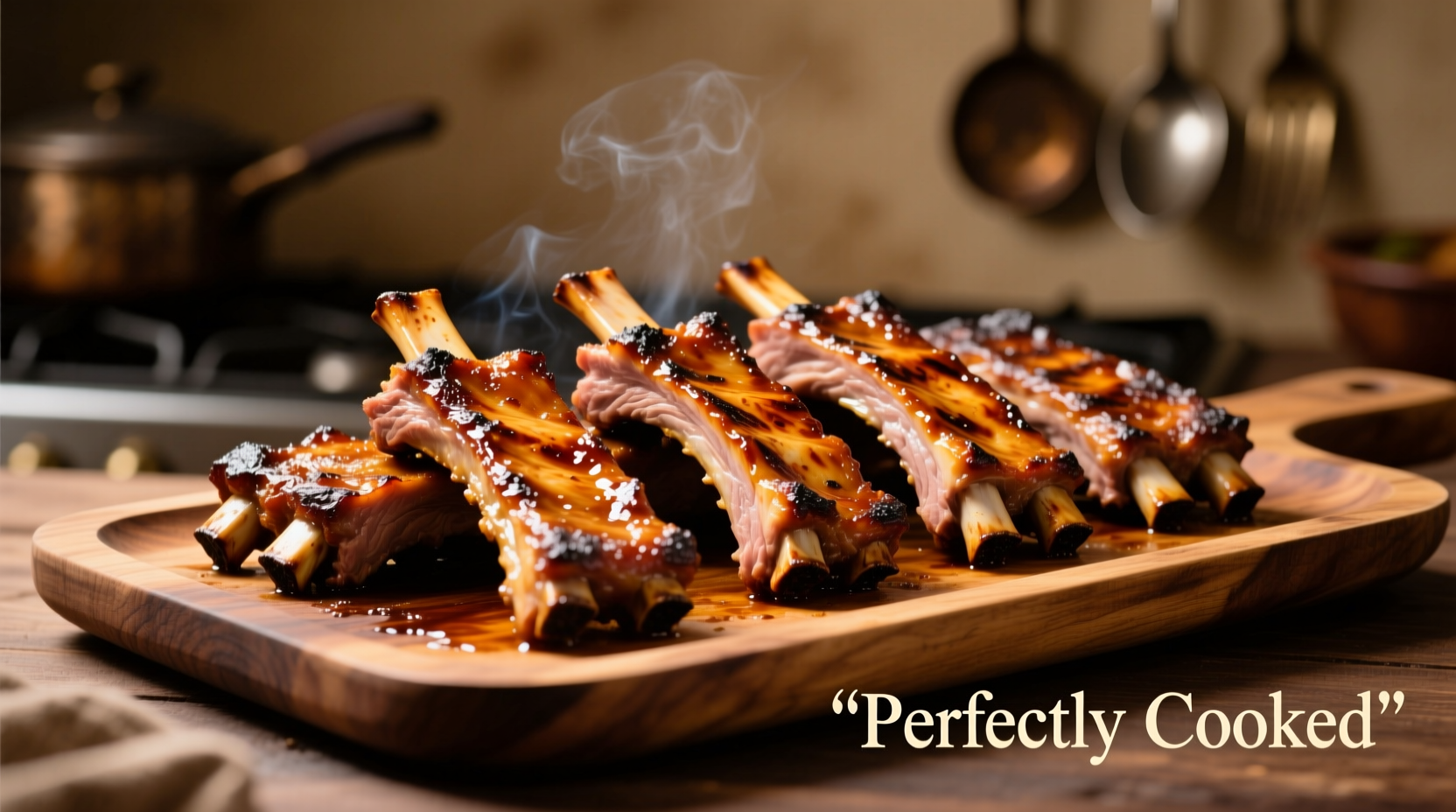 Perfectly cooked oven baked ribs on serving platter
