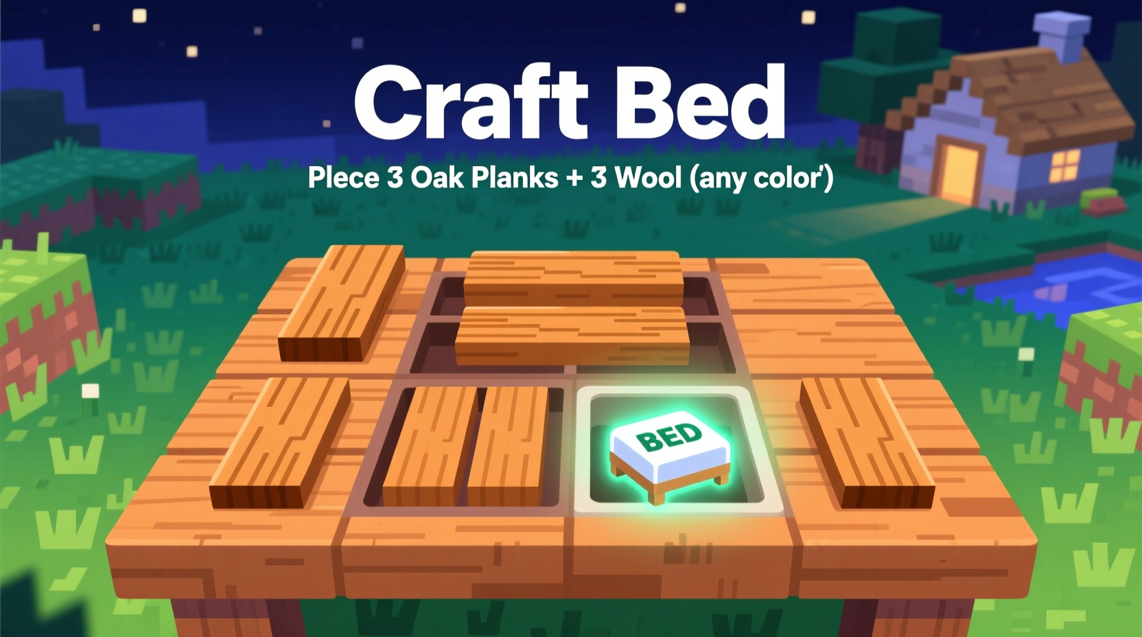 how to craft bed in minecraft