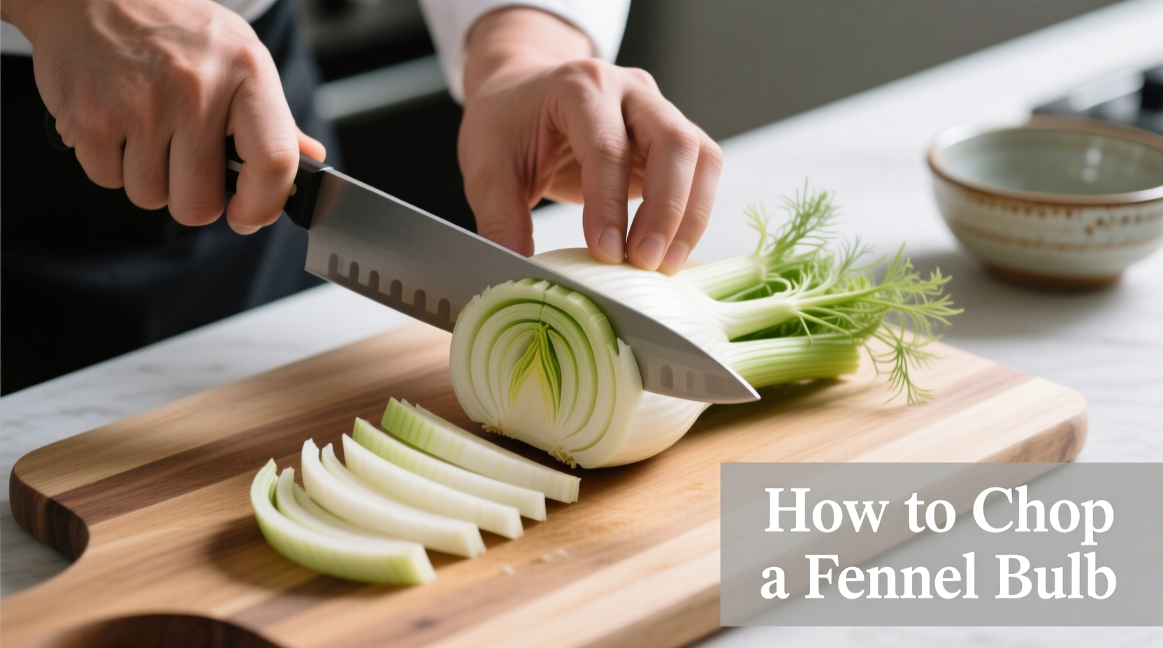 Kernentfernung aus Fenchelknolle mit korrektem 45-Grad-Winkel