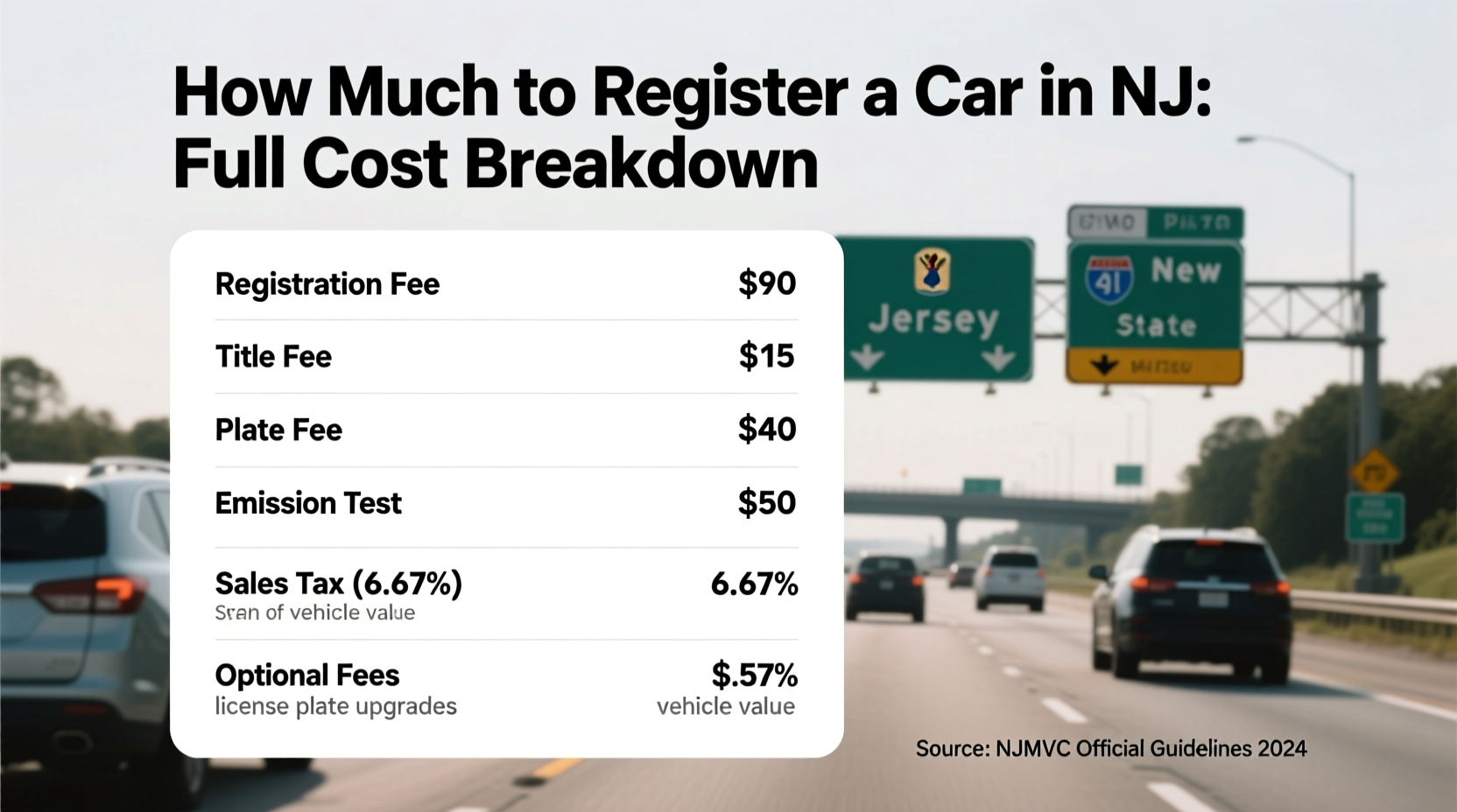 how much to register a car in nj