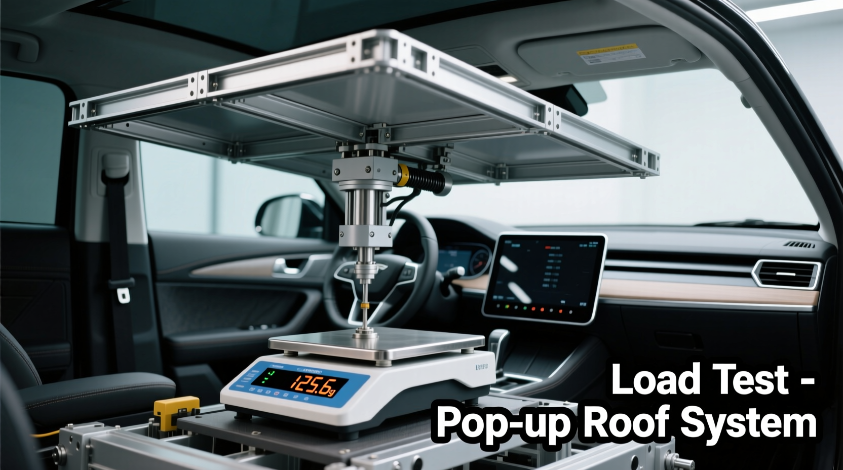 testing pop up roof weight capacity with digital scale and vehicle