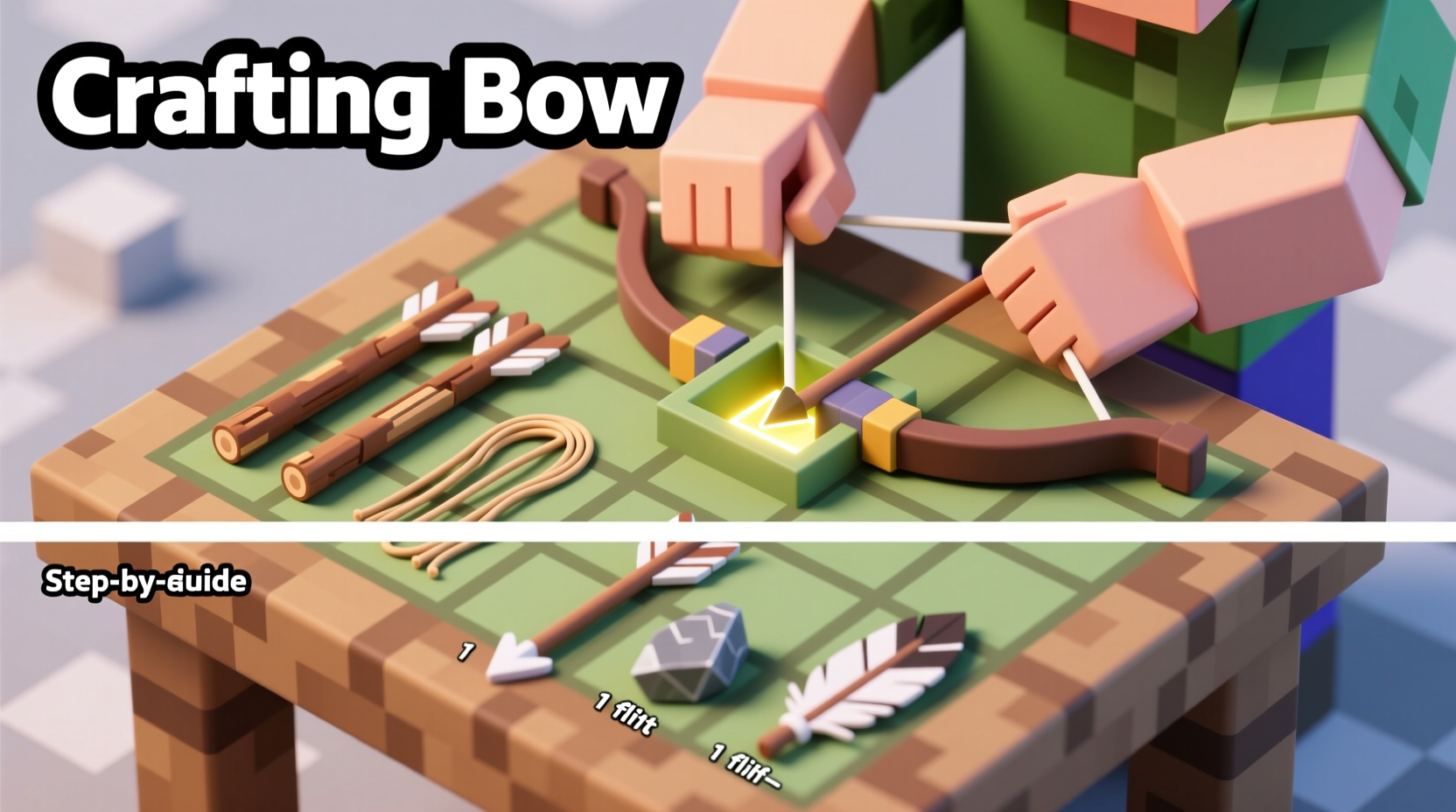 how to craft a bow and arrow on minecraft