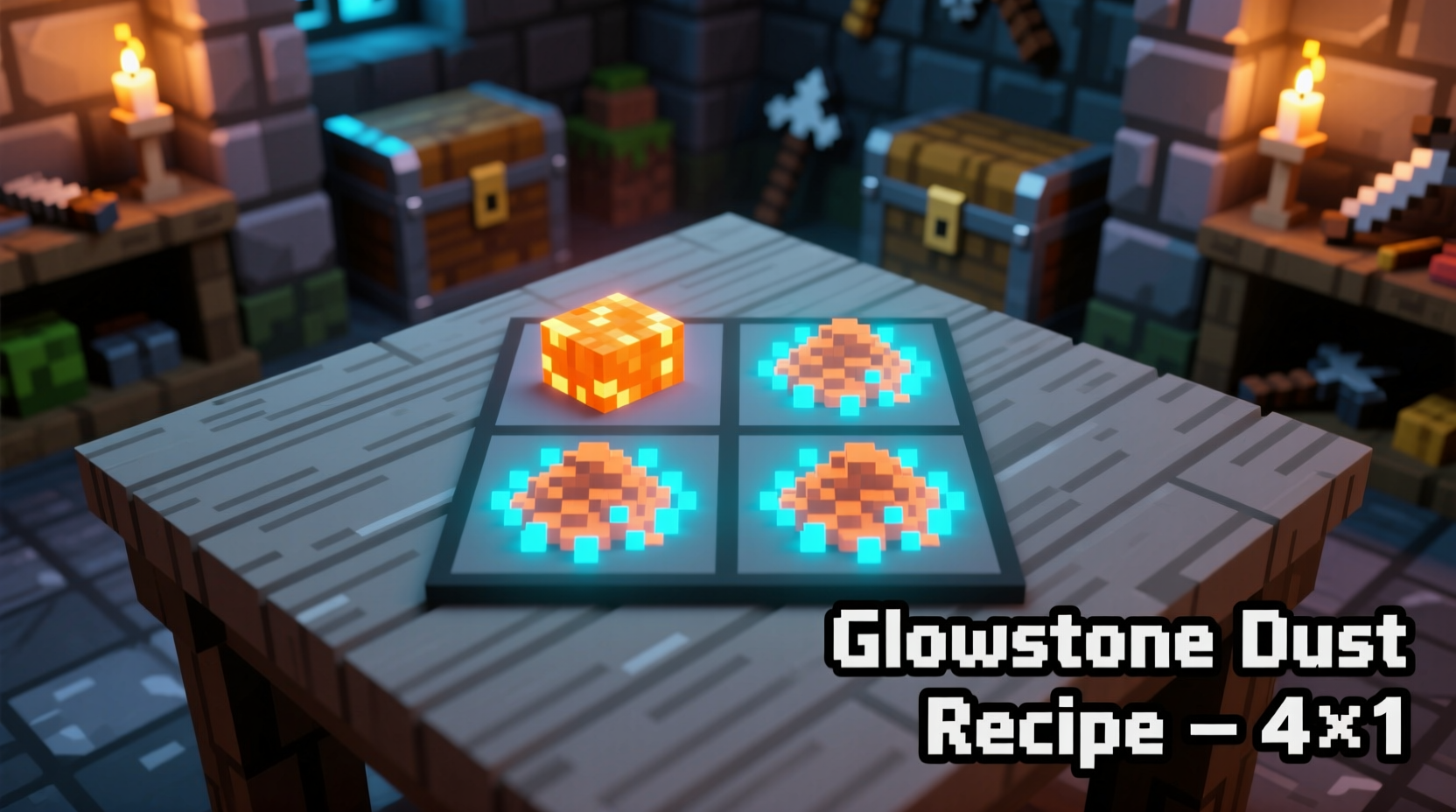Minecraft crafting grid showing glowstone dust arrangement