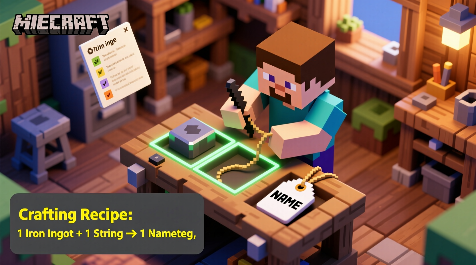 how to craft a nametag in minecraft