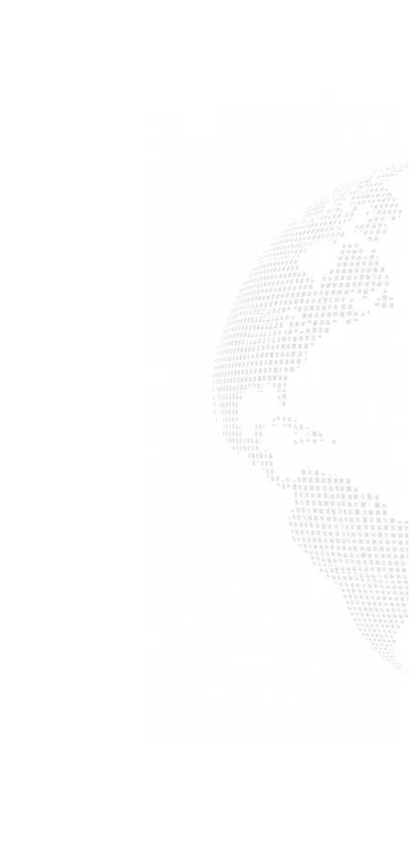 Illustrated dotted globe representing international reach