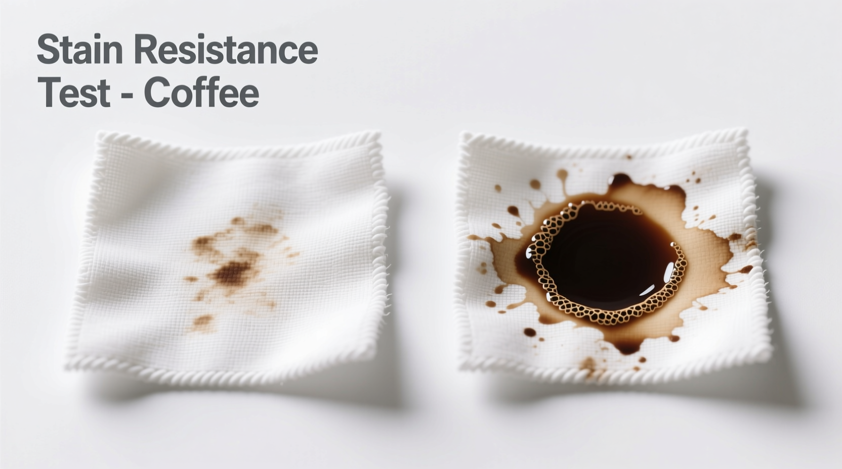 Side-by-side stain test results on cotton fabric