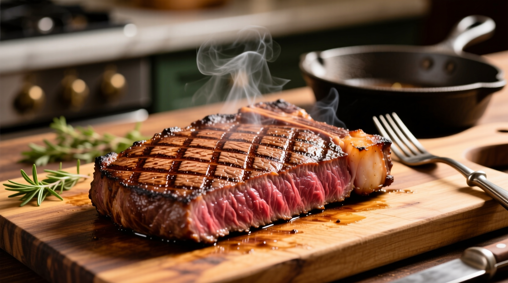 Perfectly grilled London broil with crosshatch sear marks