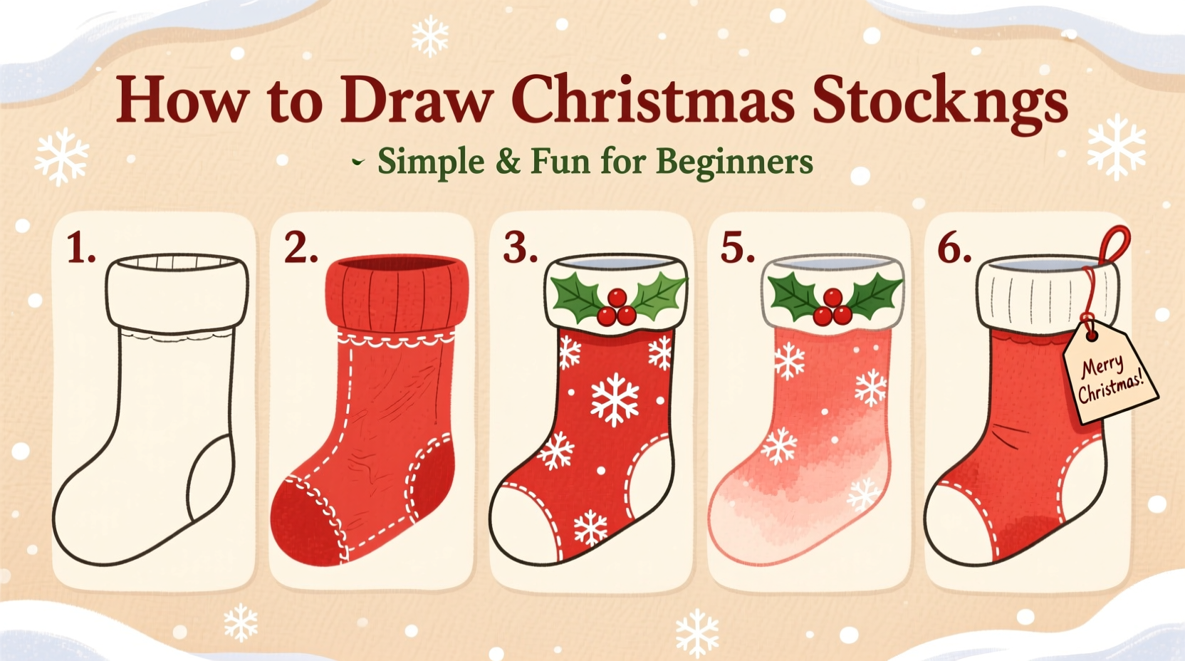 how to draw stockings for christmas
