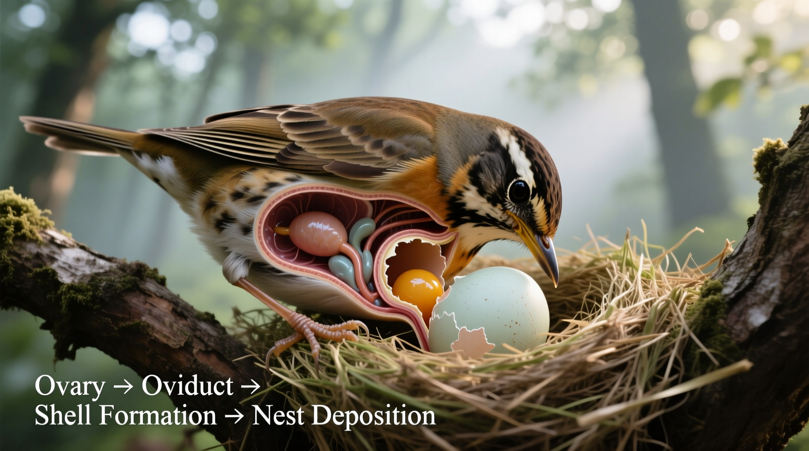 how does a bird lay an egg