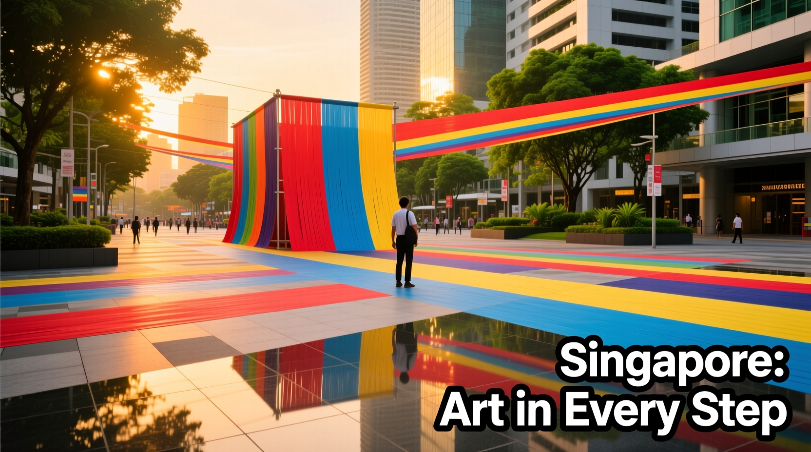 Singapore Colorful Tape Turning Social Distancing Guidelines Art Guide