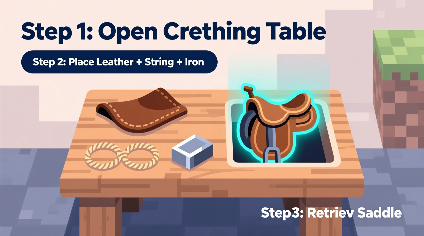 how to craft a saddle on minecraft pc